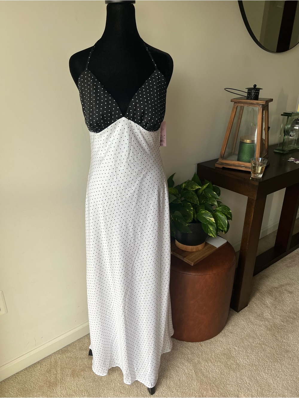 Wild Fable Polka Dot Halter Maxi Dress in Black & White